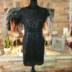 Vince Camuto Black Sequined Cocktail Dress